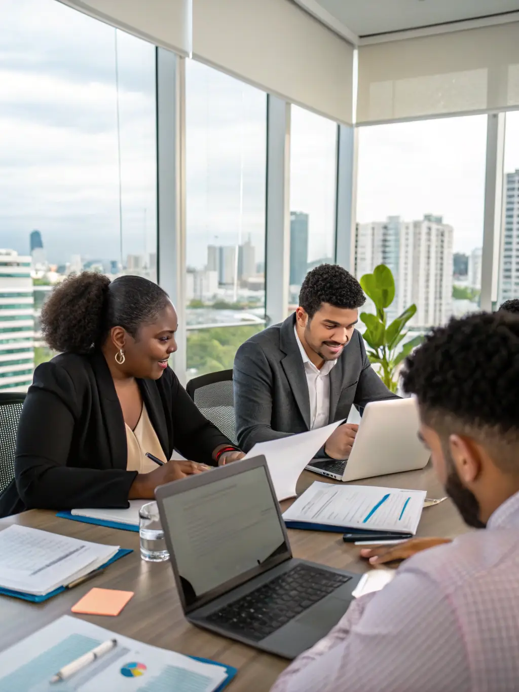 A diverse group of people collaborating on a real estate project, showcasing Southern Oak Lending's commitment to community development and inclusive financing.